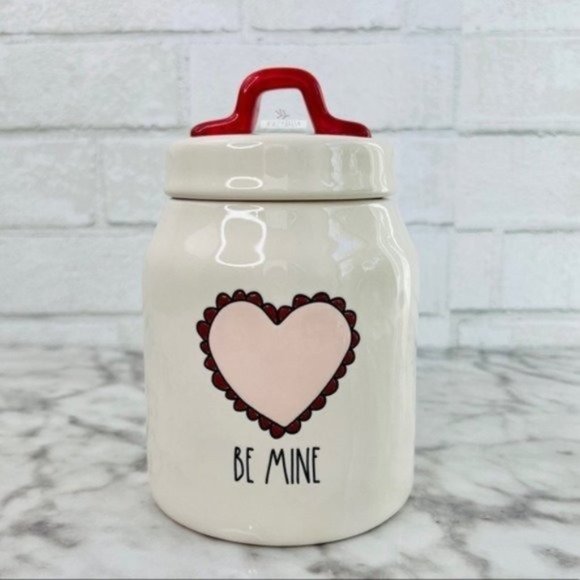 Rae Dunn Other - Rae Dunn Be Mine Love Etched Ruffle Heart Valentines Small Baby Canister
